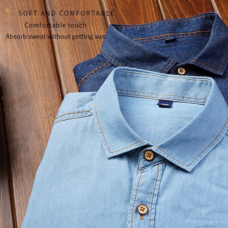 Herren Sommerhemd Freizeithemd Knopfhemd Grau Blau Schwarz Dunkelblau Leicht Blau Langarm Einfach Revers Urlaub Ferien Button-Down Bekleidung 100% Baumwolle Mode Lässig Bequem 2025 - $35.99 –P3