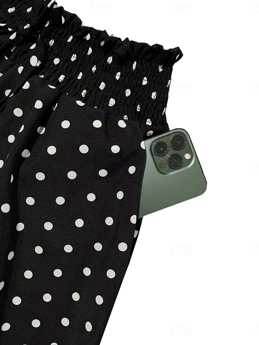 Damskie Spódnica Moda Codzienny Maxi Wysoka talia Spódnice Groszki Kieszeń Nadruk Średnio elastyczny Ulica Codzienny Czarny Żółty Czerwony Lato Poliester 2025 - $26.99 -P4