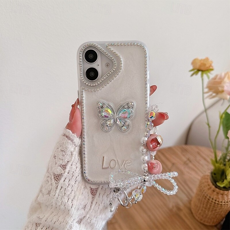 Phone Case For iPhone 16 iPhone 16 Pro iPhone 16 Pro Max iPhone 15 iPhone 15 Pro Max iPhone 14 Pro Max iPhone 13 12 Pro Max Back Cover with Wrist Strap Bling Glitter Shiny Shockproof Retro Silicone 2025 - $19.99 –P12