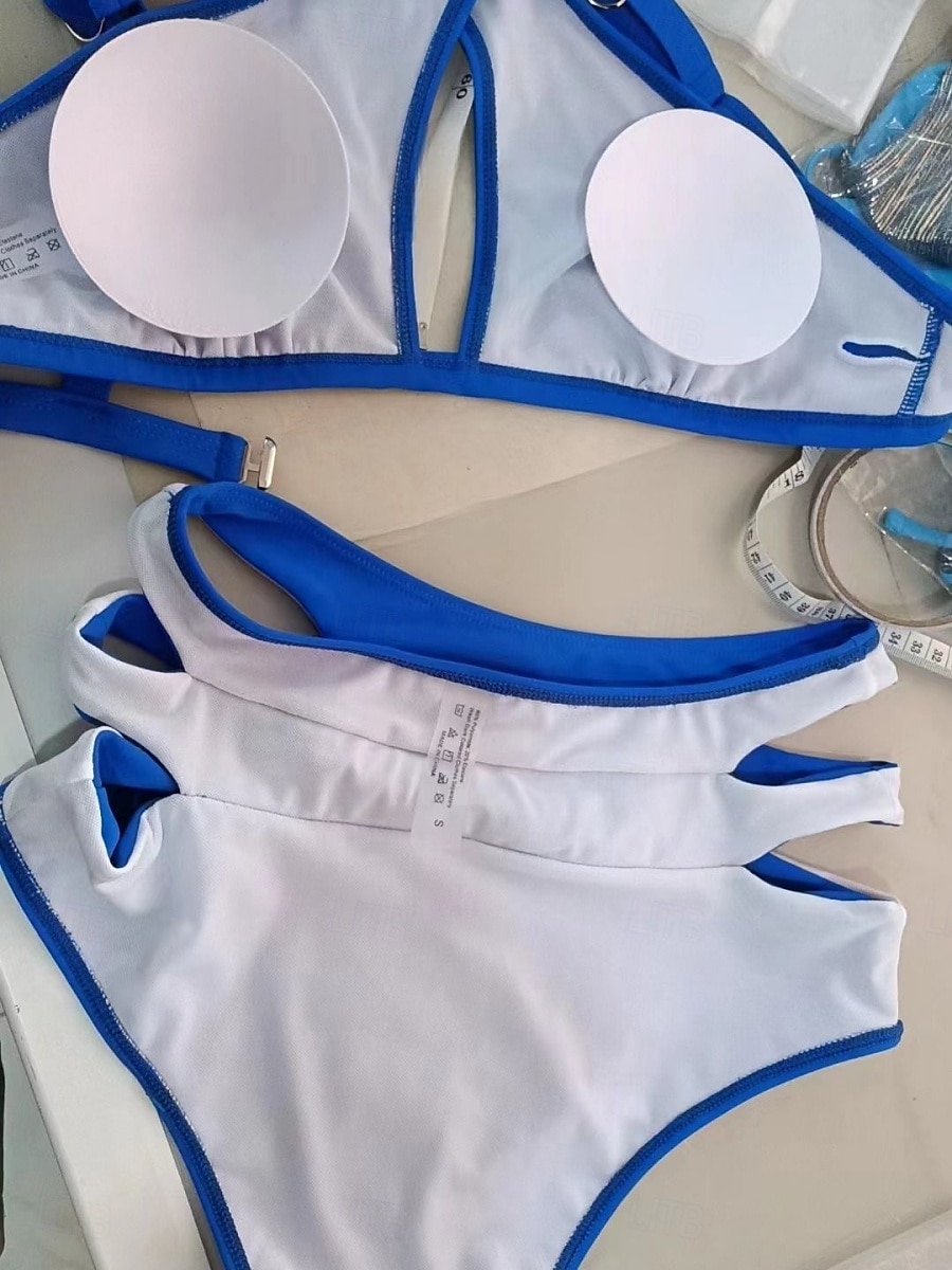 Women's Swimwear Bikini 2 Piece Briefs Swimsuit Backless Slim Vacation Beach Wear Solid Color Halter Neck Sleeveless Bathing Suits 2025 - $29.99 –P4