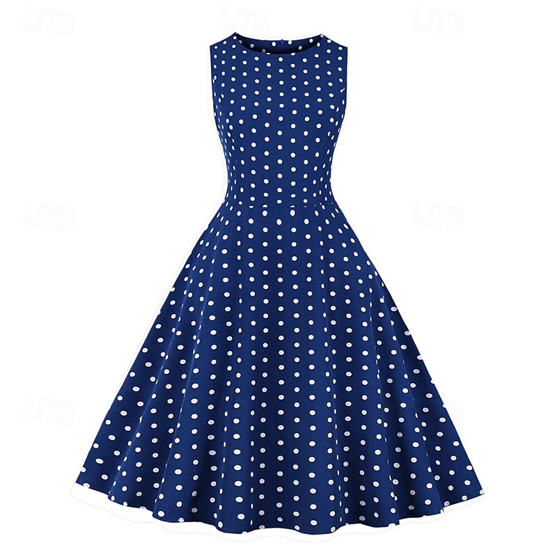 Retro 50. léta Rockabilly Šaty Houpací šaty Puntíky Dámské Karneval Plesová maškaráda Denní nošení loučení se svobodou nevěsty Dospělé Šaty Šaty pro návrat domů 2025 - $23.99 –P7