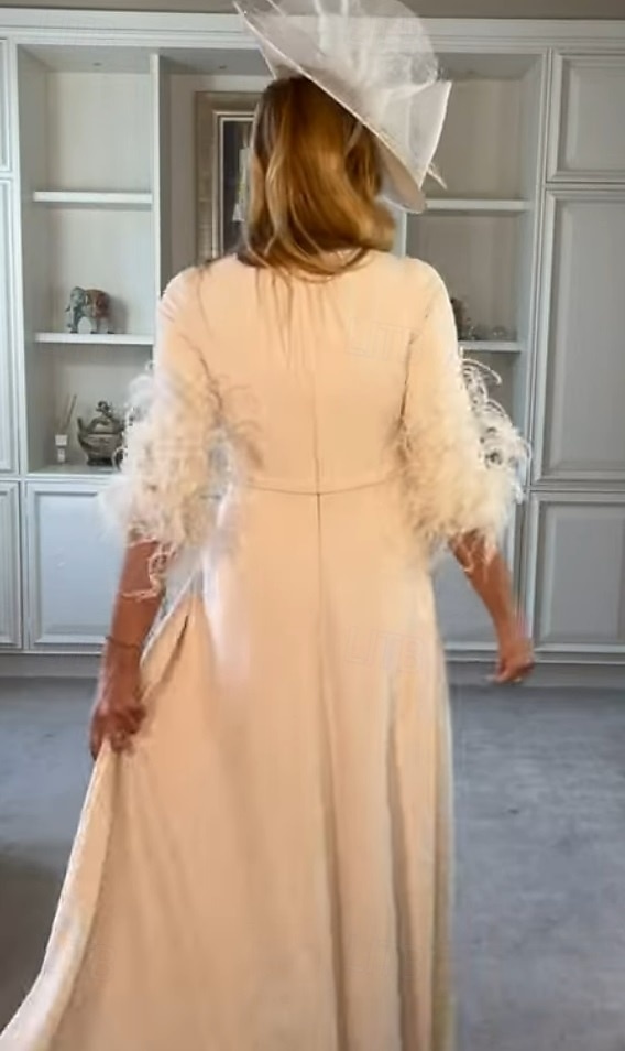 Jumpsuit Formal Wedding Mother of the Bride Elegant Vintage Floor Length Stretch Chiffon Half Sleeve with Derby  Race Day Dress 2025 2025 - $216.99 –P4