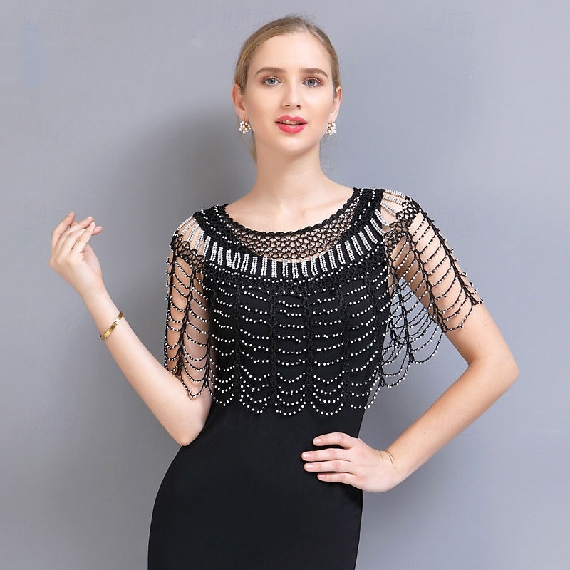1920-tallet kvinner sjal wraps paljett perler brudesjal flapper aftenkappe 2025 - $26.99 –P6