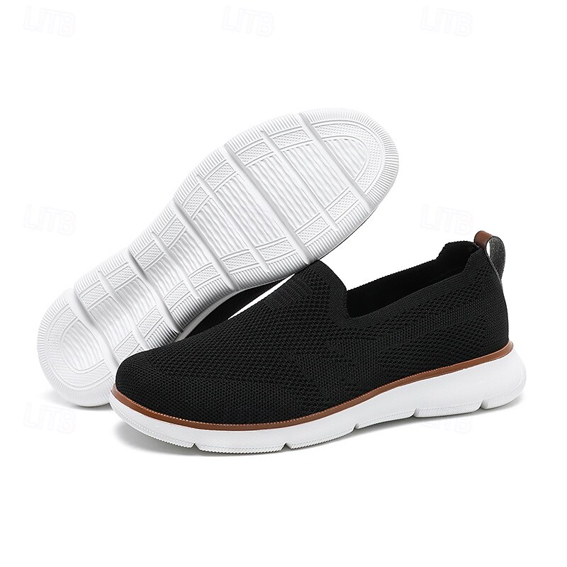 slip-on strikkede joggesko for menn, pustende mesh-overdel med komfortabel passform, uformelle lette sko for hverdags- og utendørsaktiviteter 2025 - $42.99 –P2