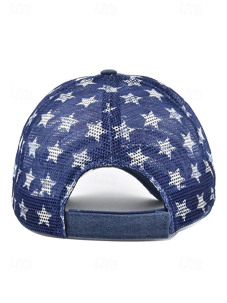 șapcă de baseball cu steag american de epocă – pălărie unisex reglabilă cu spate din plasă înstelată, stil casual în aer liber pentru activitățile de vară 2025 - $11.99 –P5
