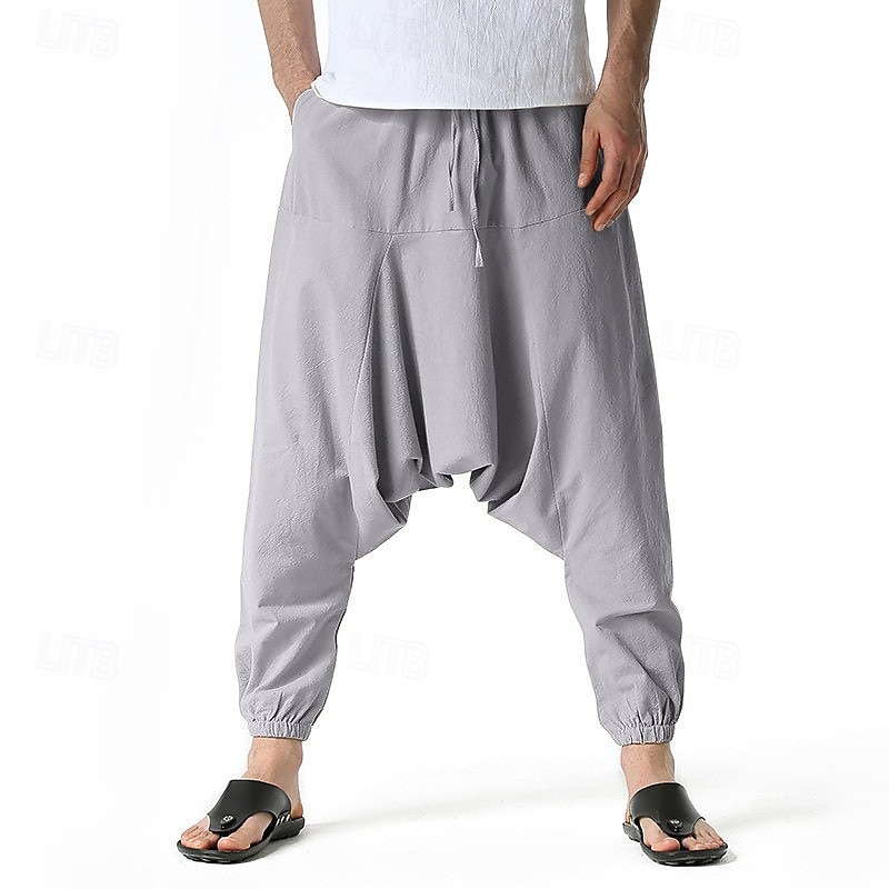 Hombre Persona que practica jogging Pantalones de algodón Pantalones Pantalones de playa Pantalones Harem Bolsillo Correa Cintura elástica Plano Comodidad Transpirable Vacaciones Diario Festivos 2025 - $23.99 –P2