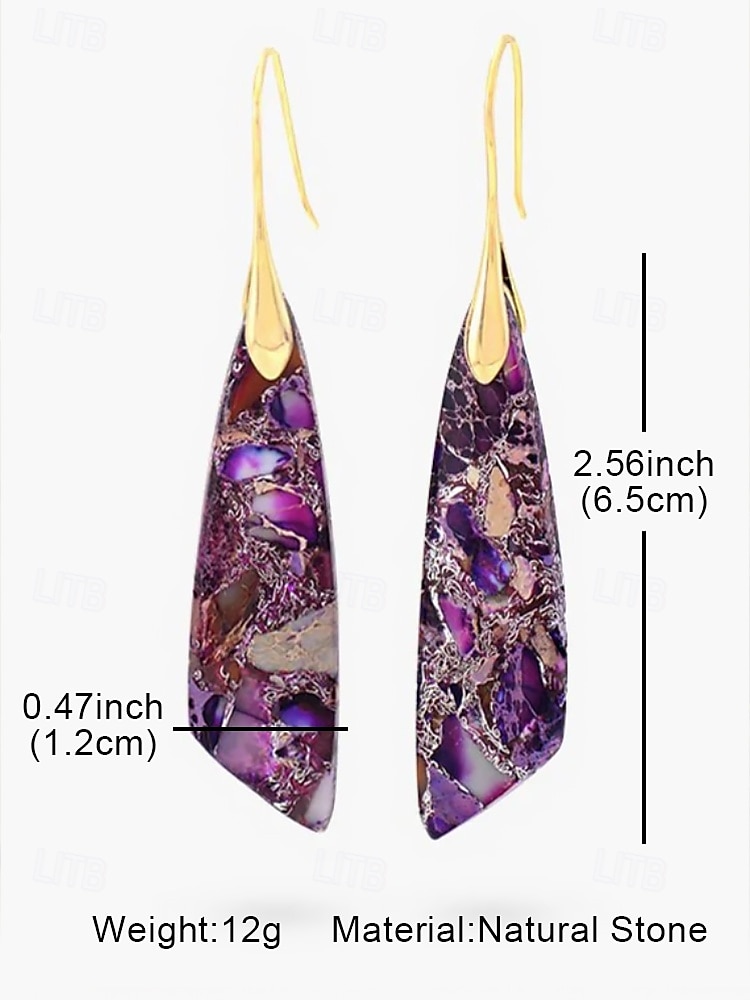Natural Stone Green Drop Earrings with Gold Hooks - Boho Style, Unique Gemstone Jewelry for Women, Perfect for Casual and Elegant Occasions 2025 - $14.99 –P6