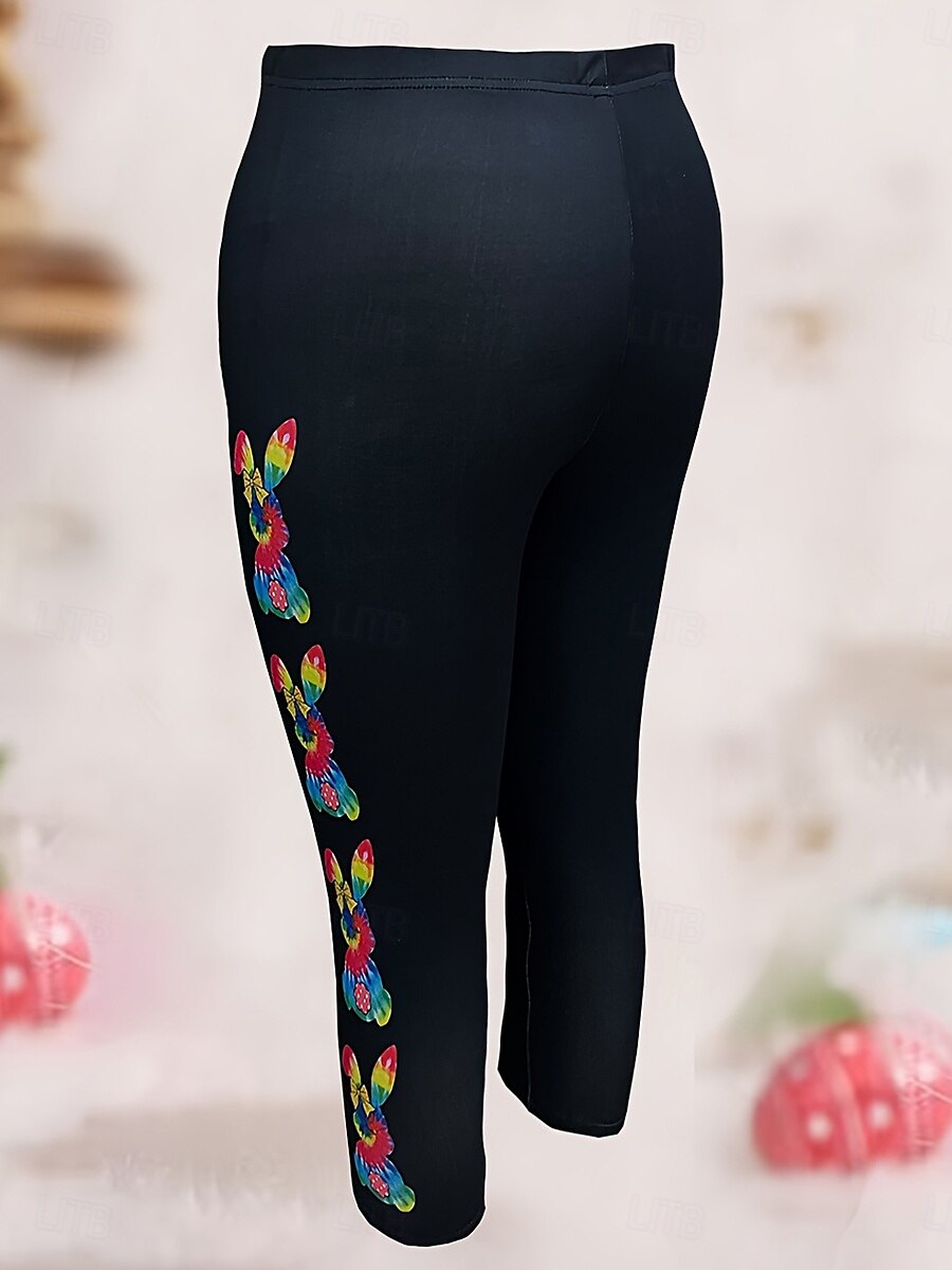 Women's Leggings Capri Pants High Elasticity Fashion Streetwear Full Length High WaistPantsEaster Rabbit Printing Thermal Warm Breathable Soft Outdoor Daily Black Summer Spring Fall Regular Fit 2025 - $18.99 –P3