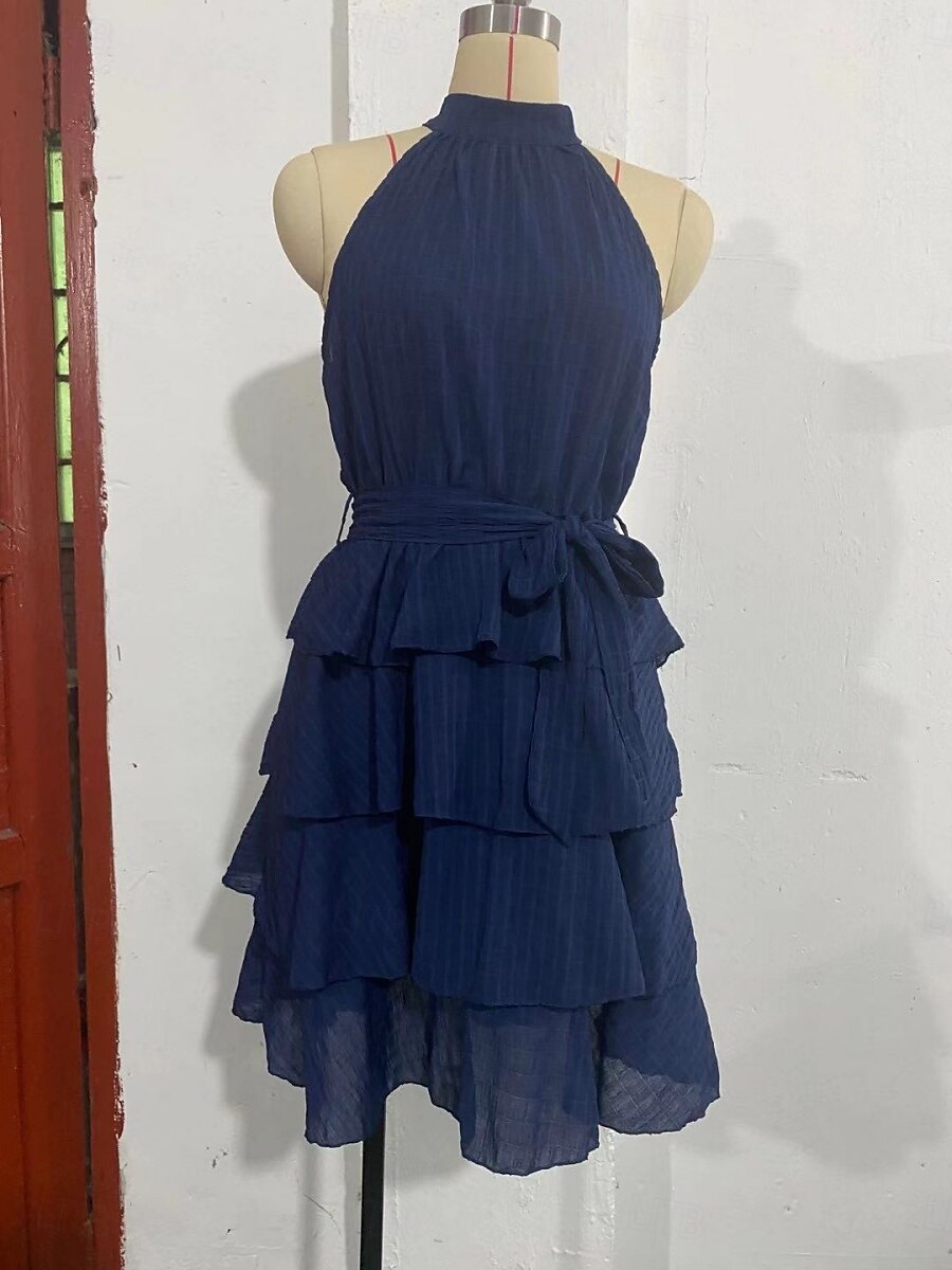 Női Mini Ruha Hétköznapi Ruha A Vonallal Fit And Flare Ruha Alap Hétköznapi Szabadság Napi Rendszeres Illeszkedés Grafikus Ujjatlan Halter Nyak Fekete Piros Kék Lila Nyár 2025 - $30.99 –P15