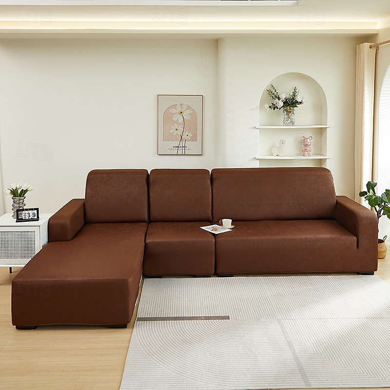 pu skinnsofa sofa pute slipcover vanntett elastisk sofatrekk loveseat sofa møbelbeskytter for stue 2025 - $45.99 –P15