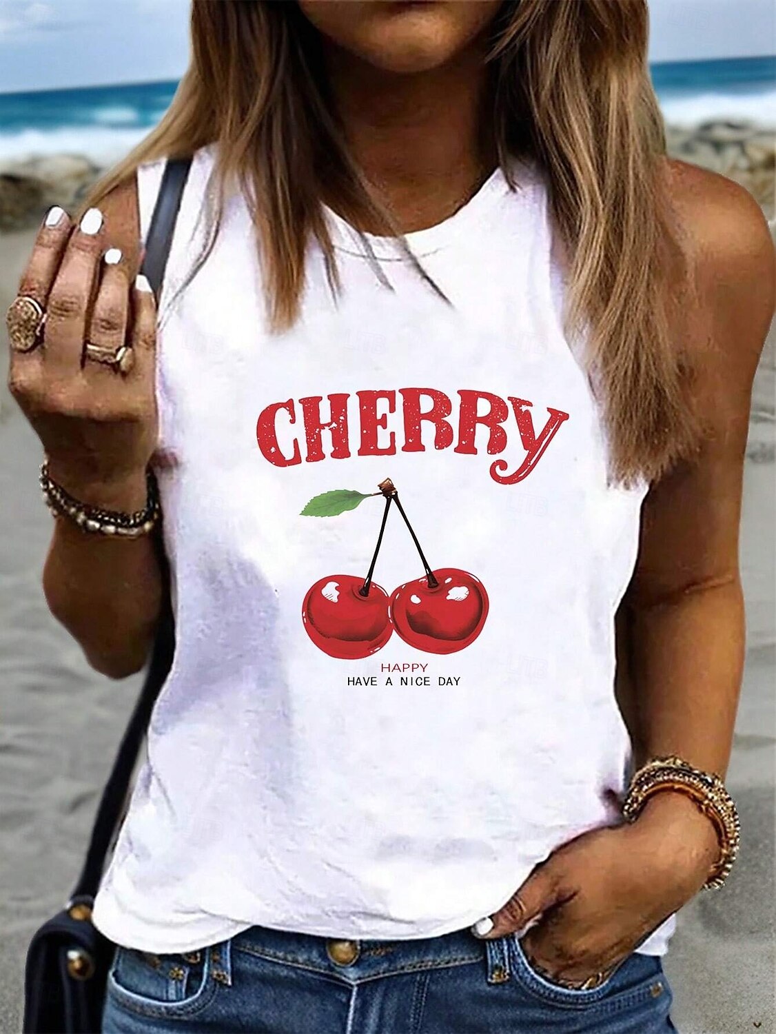 Női Top Camisole Betű Stílusos Hétköznapi Rövid Ujjú Crew Nyak Rendszeres Felsők Napi Nyomtatás Fehér Nyár 2025 - $17.99 –P1