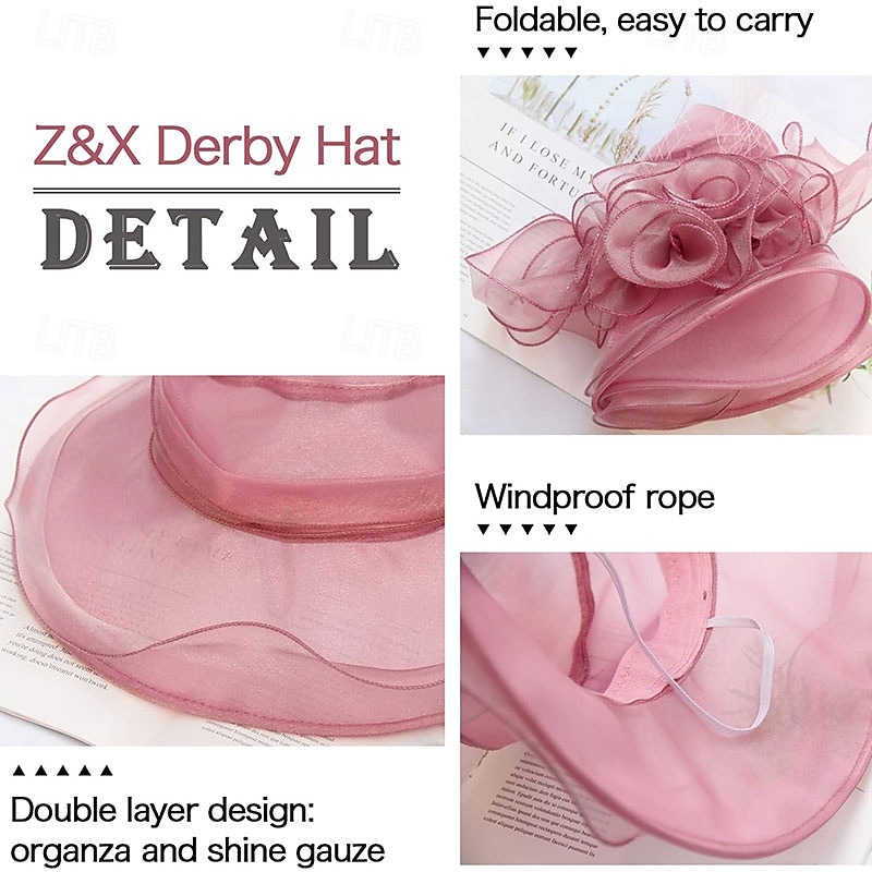 Elegant Retro vintage Derby Helm Hoeden Kerkmuts Vriendelijke vrouw Edelvrouw Effen Kleur Kostuum Dames Derby Bruiloft Ascot Volwassenen Hoed Lente zomer 2026 - $26.99 –P6