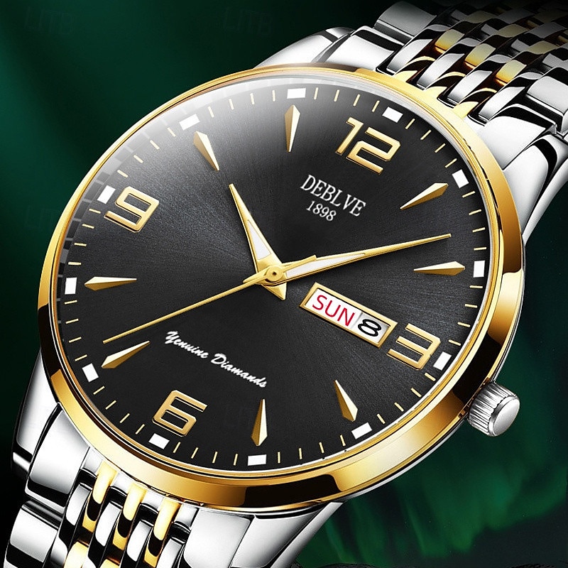 1 Herren Sport Stahlband Uhr Leuchtet Im Dunkeln Kalender Wochenanzeige Licht Luxus All-In-One Legierung Mode Ultra-Dünn Digital Herren Business Uhr 2025 - $20.99 –P4