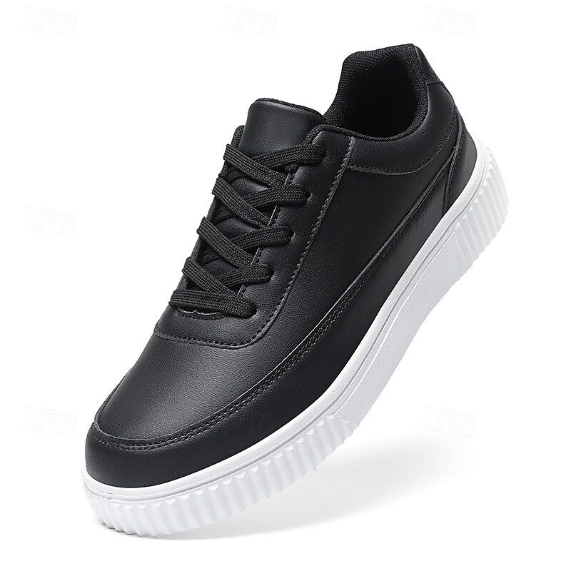 sneakers da uomo in similpelle nera con suola ammortizzata, comodo design con lacci per un uso casual e quotidiano del 2025 a $34.99 –P2