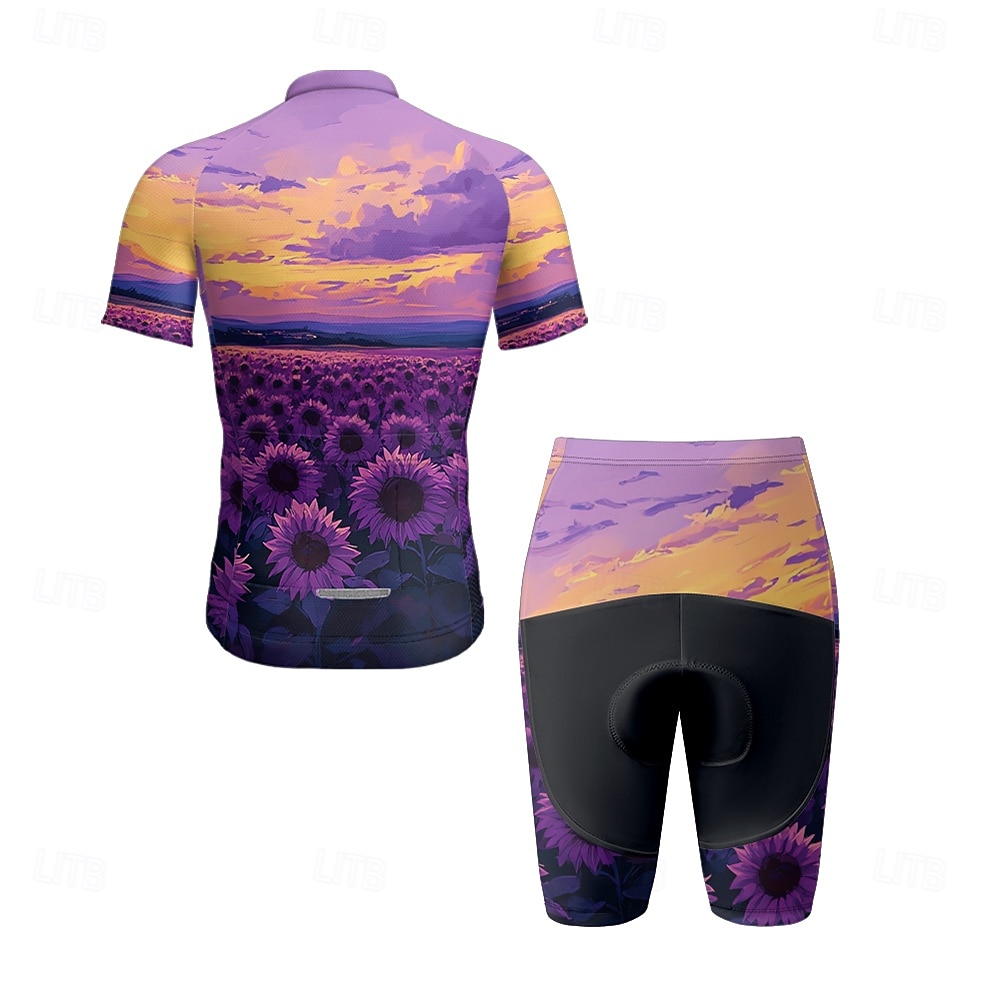 Herr Cykeltröja med shorts Kortärmad Bergscykling Vägcykling Svart Vit Gul Blommig Botanisk Cykel Elastan sporter Blommig Botanisk Kläder 2025 - $38.39 –P2