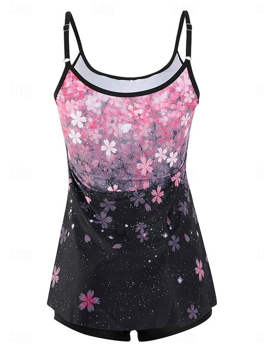 Kvinnors tankini 2-delad baddräkt Boho shorts mage kontroll hög midja smal rygglös semester strandkläder paisley U-hals ärmlösa baddräkter 2026 - $33.99 –P4