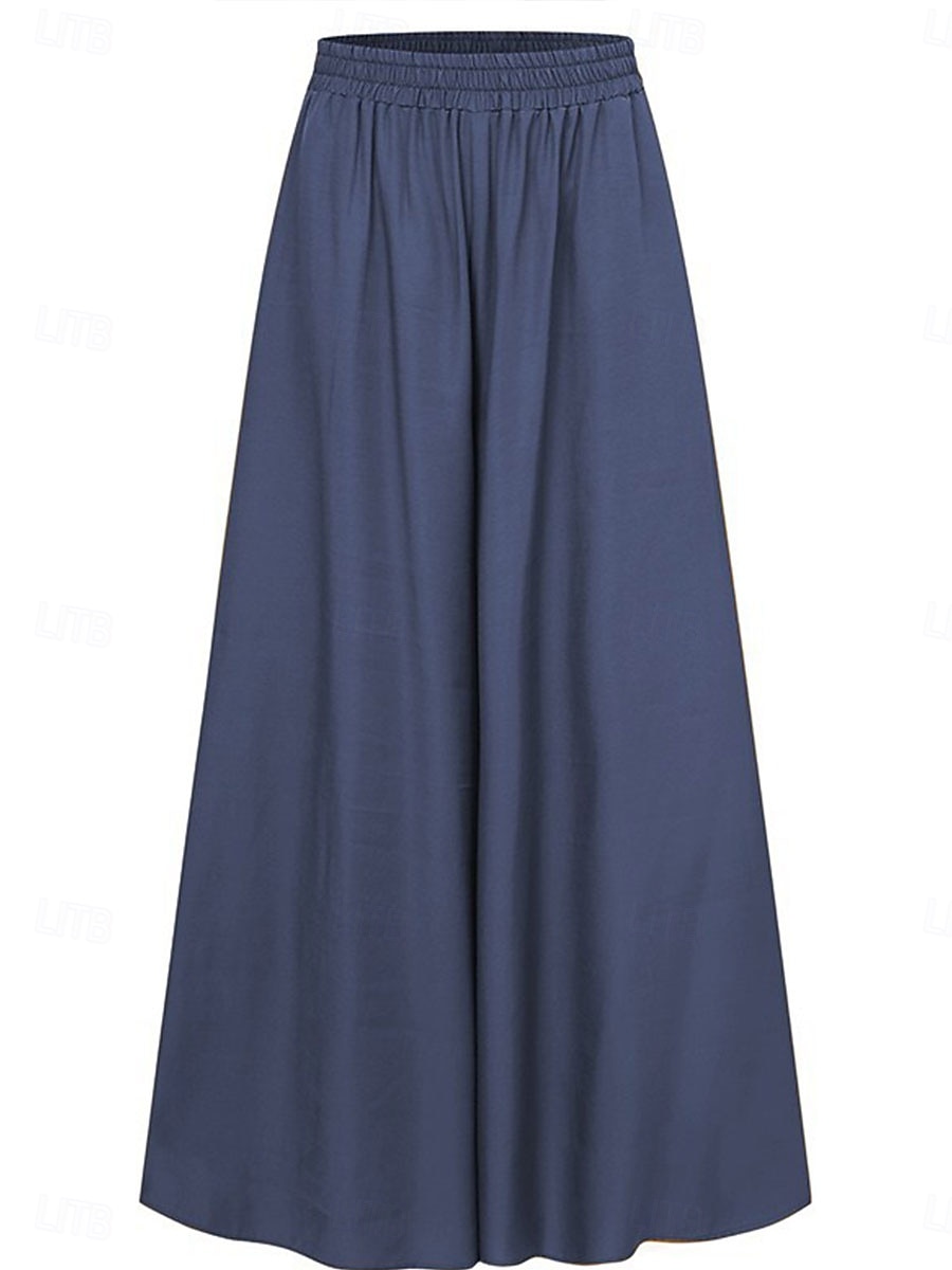 Women's Culottes Wide Leg Chinos Fashion Streetwear Full Length High Waist Plain Elastic Waistband Comfy Soft Comfortable Micro-elastic Outdoor Street Camel Robin's Egg Blue Black Summer Spring 2025 - $18.99 –P2