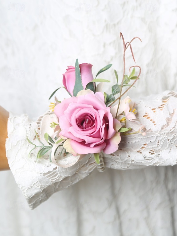 butoniera de nunta si corsajul de la incheietura mainii – accesorii florale elegante de trandafiri artificiali pentru mire, miri, domnisoare de onoare si evenimente speciale 2025 - $11.99 –P2