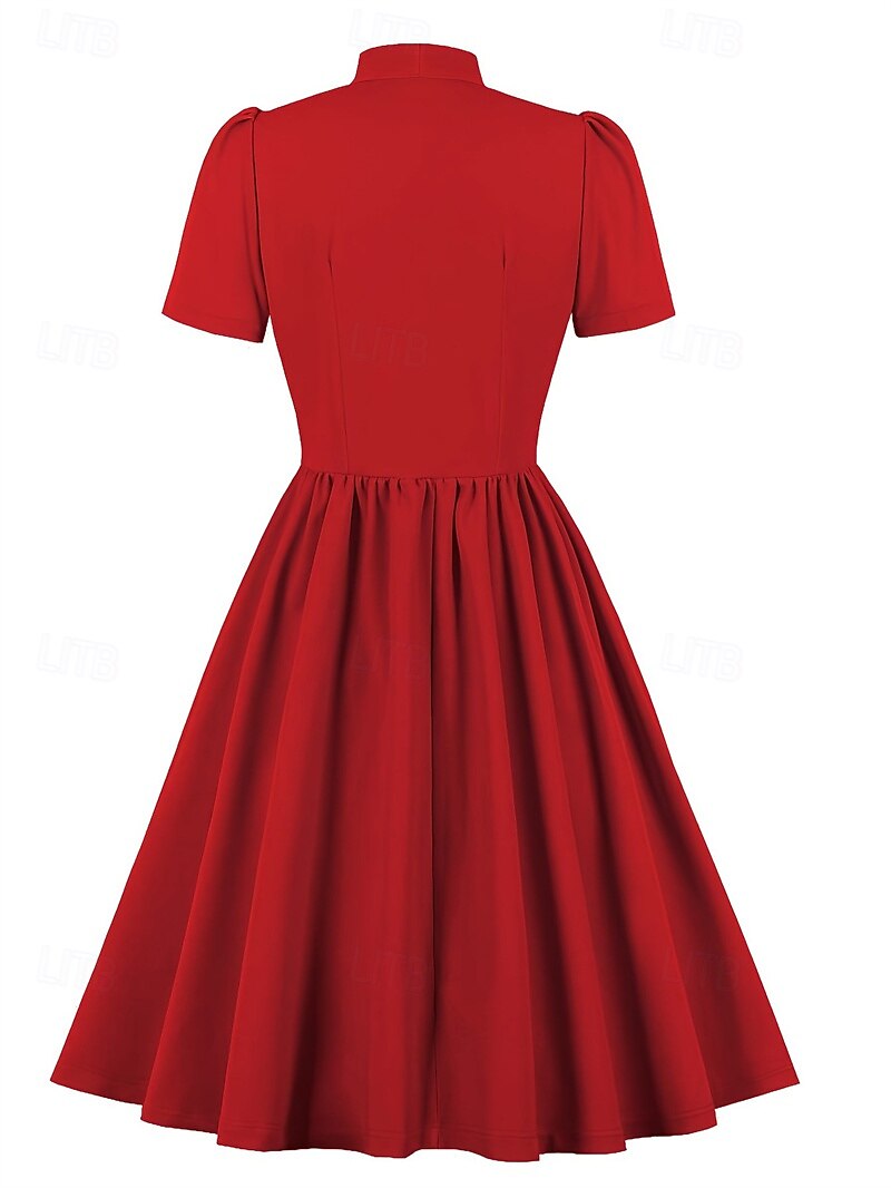 Elegantní 50. léta Retro Ke kolenům Šaty A-Line šaty Čajové šaty Pevná barva A-Linie Dámské Vánoce Karneval Nový rok Maturita Denní nošení loučení se svobodou nevěsty Dospělé Šaty pro návrat domů Léto 2025 - $34.99 –P2