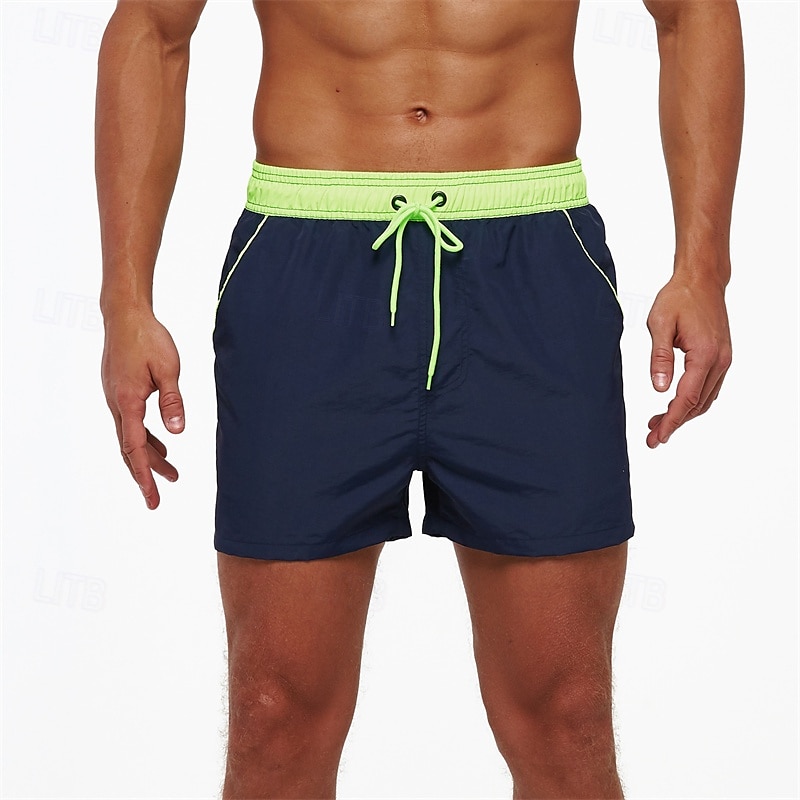 Homens Calção Justo de Natação Shorts de Natação Bermuda de Surf Calças Com Cordão Com bolsos Natação Surfe Praia Esportes Aquáticos Retalhos Cor Sólida Verão Primavera de 2025 por $25.99 –P15