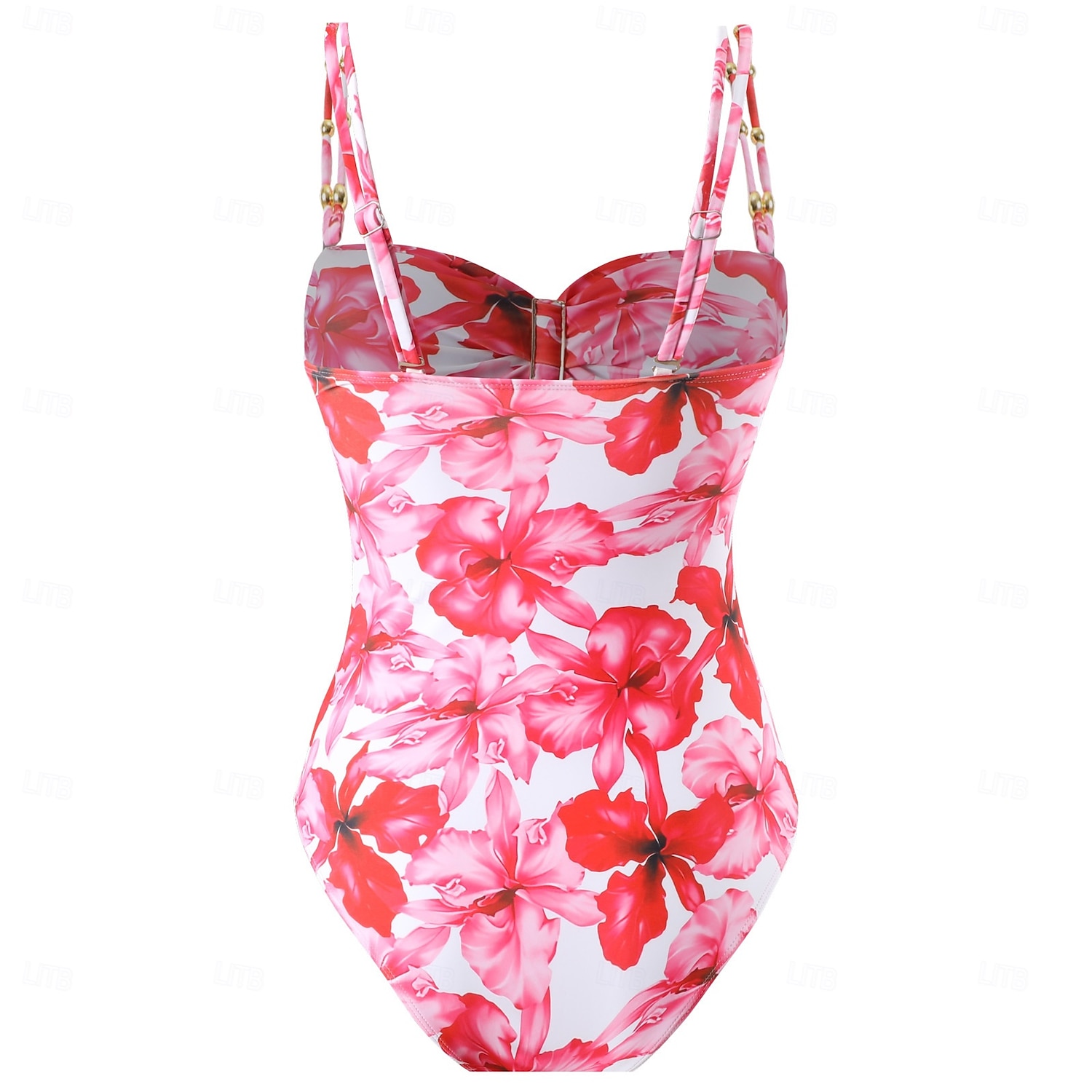 Dam Badkläder En bit Monokini Baddräkt Öppen rygg Magkontroll Hög midja Smal Semester Standkläder Blommig Leopard Axelbandslös Ärmlös Baddräkter 2025 - $52.99 –P3