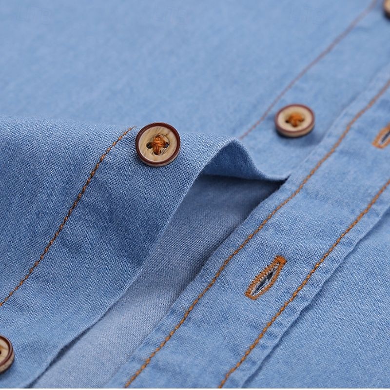 Herren Sommerhemd Freizeithemd Knopfhemd Grau Blau Schwarz Dunkelblau Leicht Blau Langarm Einfach Revers Urlaub Ferien Button-Down Bekleidung 100% Baumwolle Mode Lässig Bequem 2025 - $35.99 –P5