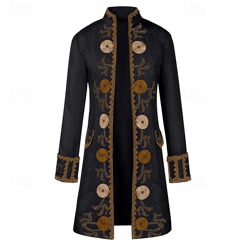 Retro Vintage Punk e gótico Medieval Casaco Traje Cosplay Smoking Vampiros Cavalheiro Homens Pirata Real Steampunk Dia Das Bruxas Carnaval Baile de Máscaras Festa / Eventos Adulto Casaco de 2025 por $57.99 –P5