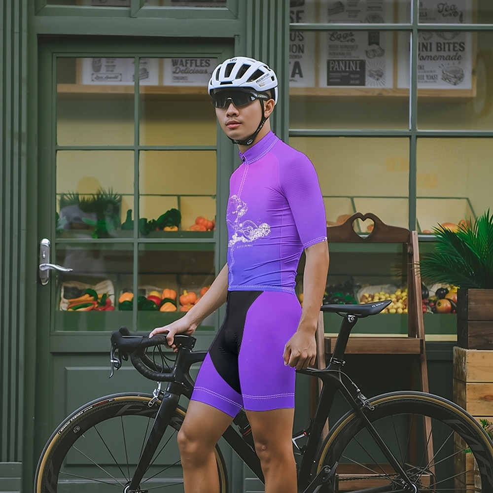 Homens Camisa para Ciclismo Manga Curta Moto Camiseta Camisa / Roupas Para Esporte com 3 bolsos traseiros Ciclismo de Montanha Respirável Secagem Rápida Design Anatômico Capilaridade Roxo Laranja de 2025 por $20.99 -P16