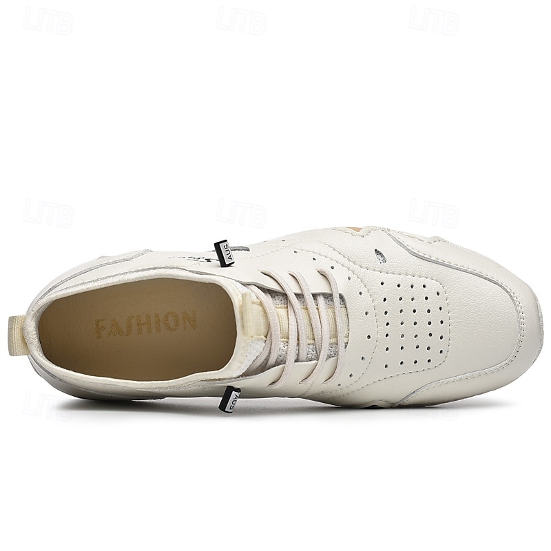 tênis esportivo masculino branco de couro sintético com design perfurado, leve e confortável, ideal para atividades casuais e ao ar livre de 2025 por $54.99 –P7