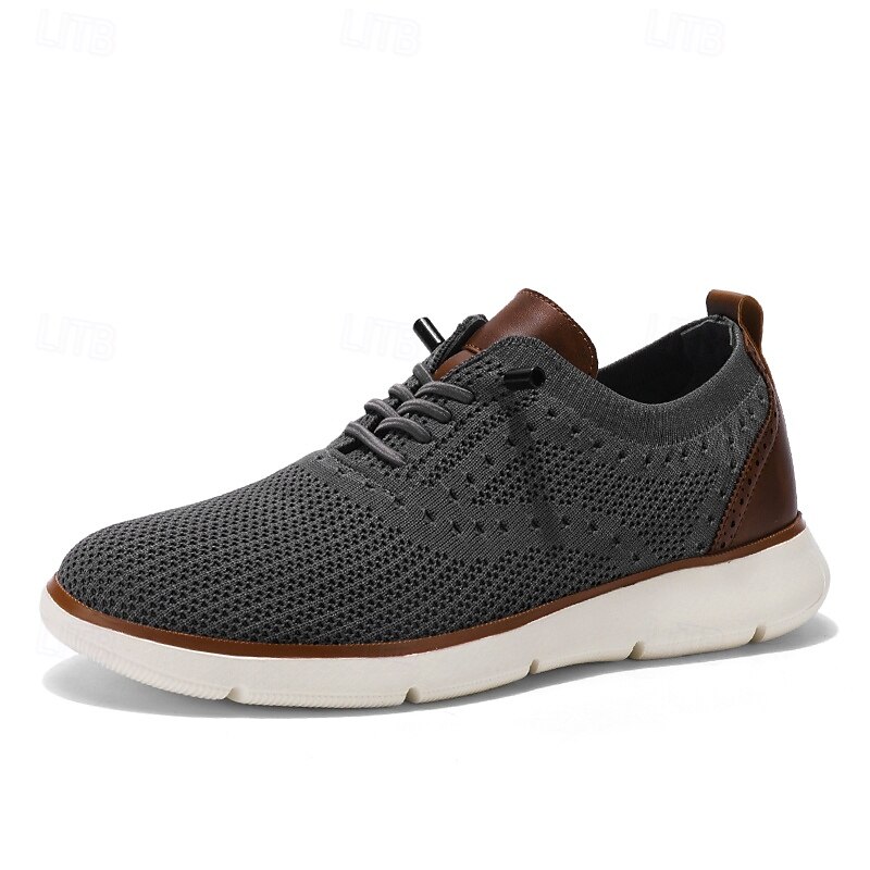 Atmungsaktive Strick-Sneaker für Herren mit Kunstlederakzenten – stylische, leichte Sportschuhe für die Freizeit und den Komfort im Alltag 2025 - $46.99 –P4