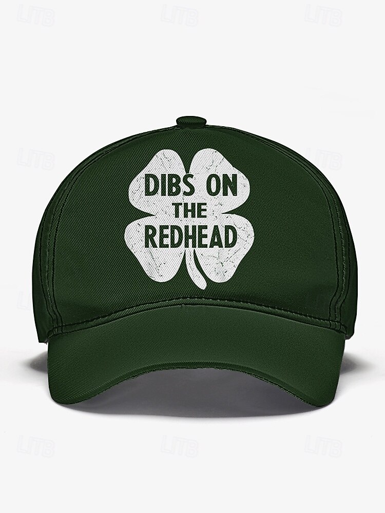 berretto da baseball verde per il giorno di San Patrizio – design a trifoglio "dibs on the redhead" per uomo e donna del 2026 a $18.99 –P5