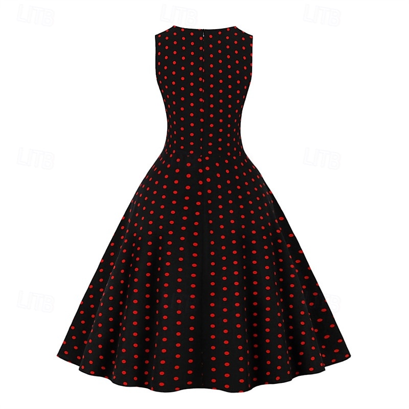 Retro 50. léta Rockabilly Šaty Houpací šaty Puntíky Dámské Karneval Plesová maškaráda Denní nošení loučení se svobodou nevěsty Dospělé Šaty Šaty pro návrat domů 2025 - $23.99 –P18