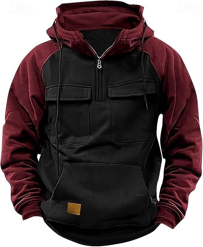 Hombre Sudadera Sudadera con capucha y cremallera de un cuarto Sudadera táctica con capucha Negro Rosa Vino Verde Ejército Azul Piscina Con Capucha Bloque de color Plano Retazos Bolsillo Deporte 2025 - $29.99 –P1