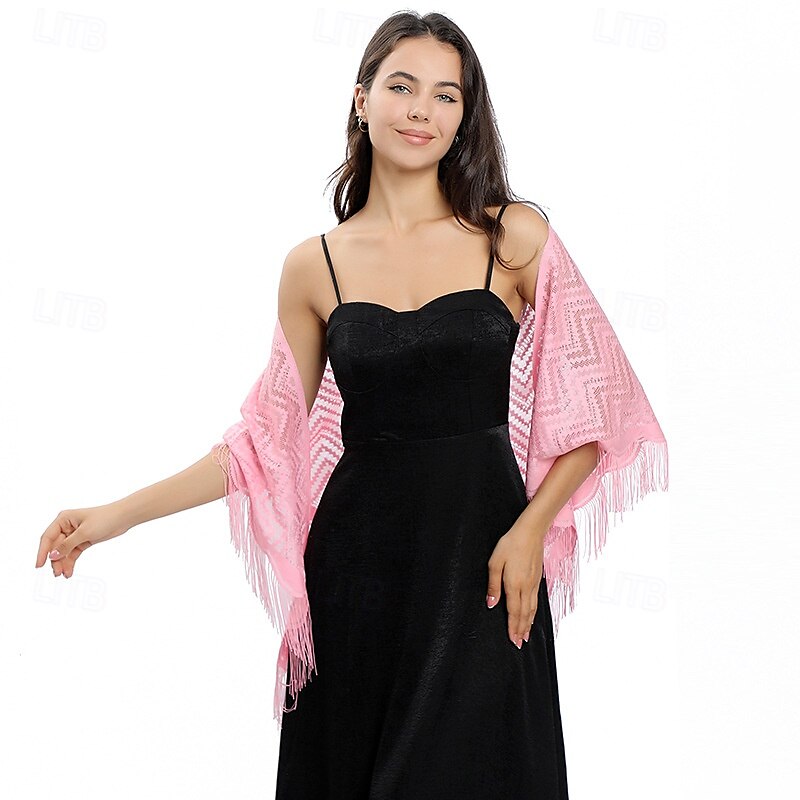 écharpe en dentelle ondulée robe de mariée robe de soirée châle en dentelle soirée dansante écharpe polyvalente pour femme de 2025 ? $19.49 –P18