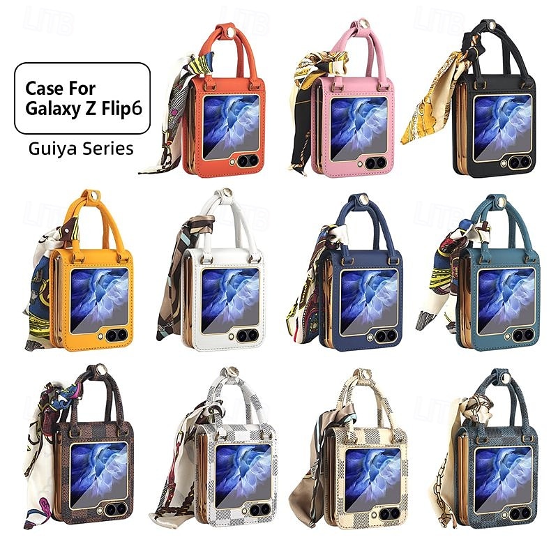 Phone Case For Samsung Galaxy Z Flip 6 Z Flip 5 Z Flip 4 Z Flip 3 Back Cover with Wrist Strap Shockproof Retro PU Leather 2025 - $35.99 –P1
