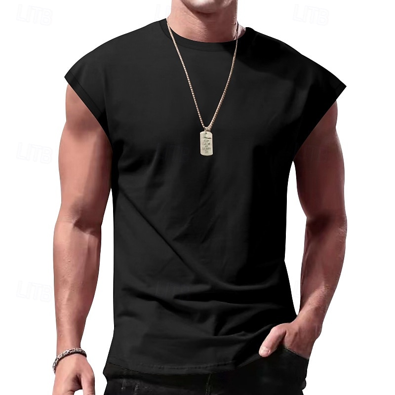 Herren Tank Top Weste Unterhemd Ärmelloses Shirt Ärmellos Rundhalsausschnitt Frühling & Sommer Einfach Mode Designer Urlaub Straße Ausgehen Schwarz Weiß Rote Top T-Shirt für Herren 2025 - $10.49 –P7