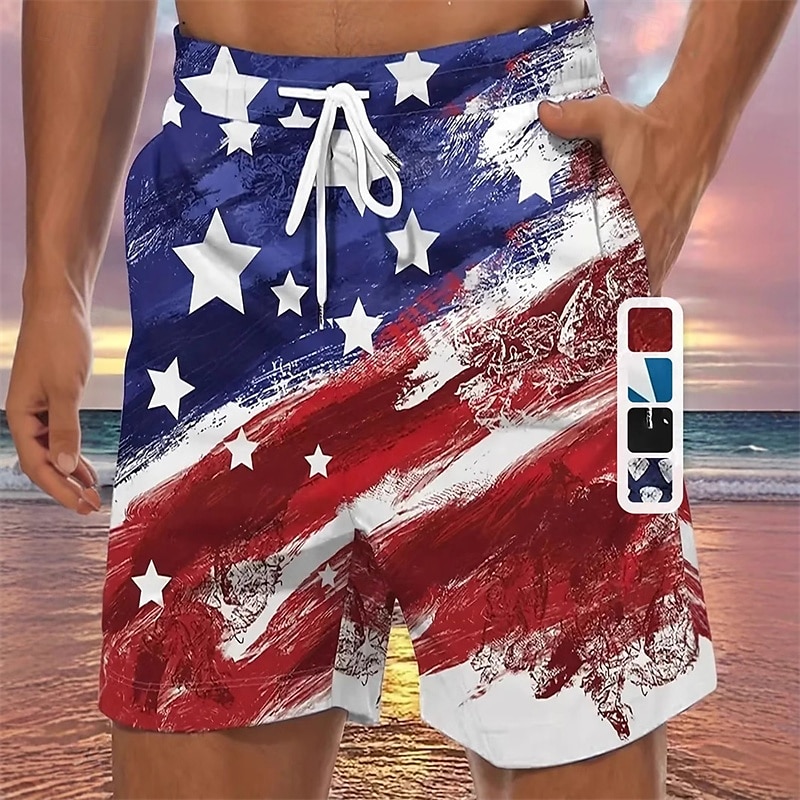 Herre Badeshorts Surfeshorts 4-veis strekkstoff Surfeshorts Bunner Snorer Med lommer Svømming Surfing Strand Vannsport Trykket Nasjonalflagg Sommer Vår 2025 - $12.99 –P1