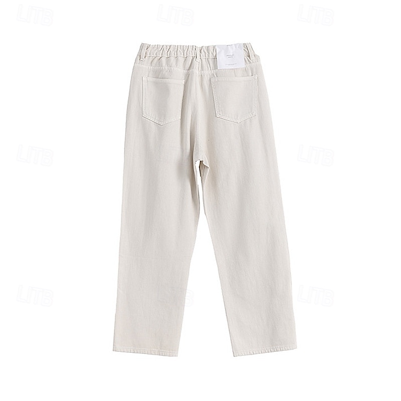 Homme Pantalon chino Boutons Avec Poches Jambe Droite Couleur Unie Longueur complète Extérieur Vacances Occasionnel Élégant Vacances Kaki clair Noir Micro-Élastique de 2025 ? $39.99 –P11