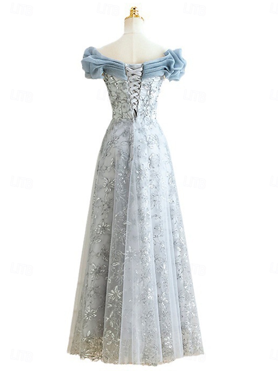 A-Line Bridesmaid Dress Off Shoulder Sleeveless Elegant Floor Length Nylon with Split Front 2025 - $103.99 –P5