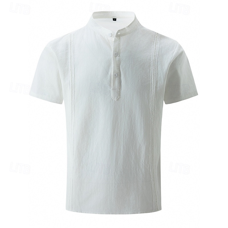Per uomo Camicia Camicia di lino Camicia casual Camicia con Bottoni Camicia di cotone Semplice Vacanza Streetwear Nero Bianco Rosa Cachi Manica Corta Colletto alla coreana Estate Abbigliamento del 2025 a $23.99 –P10