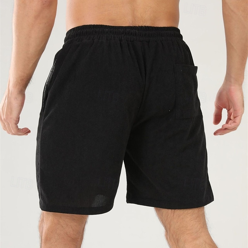 Per uomo Pantaloncini Pantaloncini estivi Pantaloncini casual Pantaloncini di velluto a coste Tasche A cordoncino Vita elastica Liscio Comfort Traspirante Breve Esterno Da mare Sport Informale Nero del 2026 a $16.49 –P5