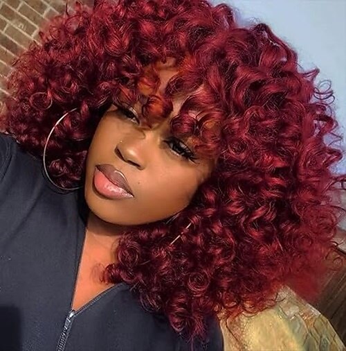 parrucche ricce per donne nere parrucche corte grandi e ricce per donne parrucca afro ondulata con frangia parrucche sintetiche naturali carine per donne afroamericane del 2025 a $26.99 –P2