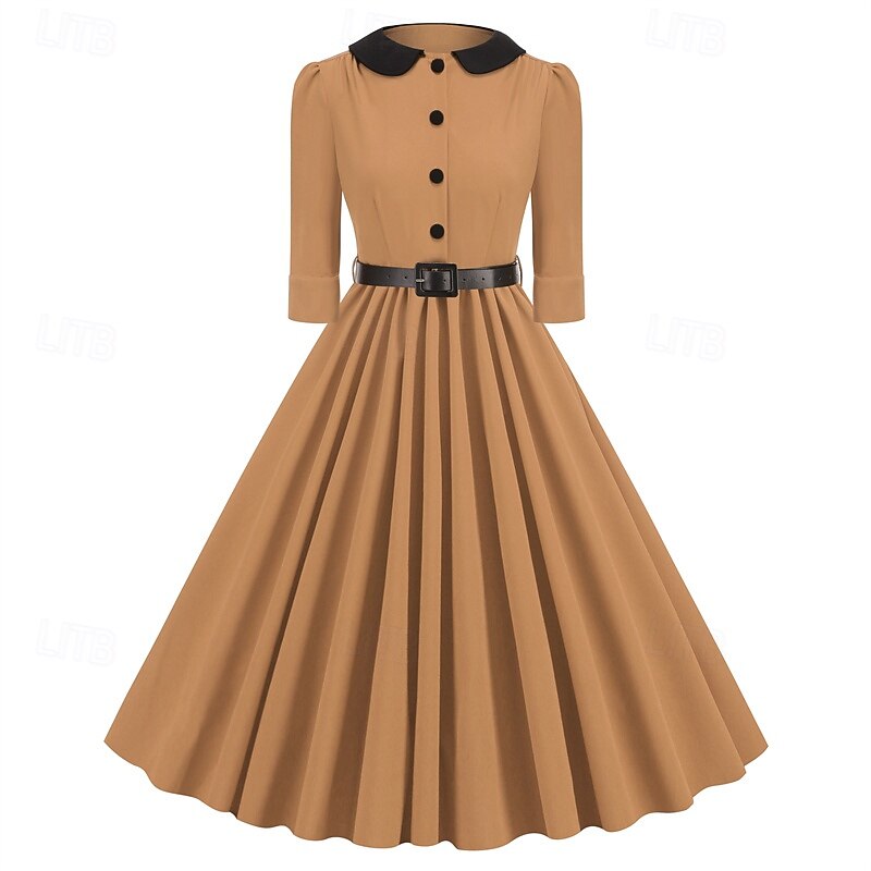 Retro / vintage 1950-tallet Cocktail Kjole Kjoler A-linje Kostyme Dame Karneval Nytt År Maskerade Fritid / hverdag Utdrikningslag Voksne Kjole 2026 - $31.99 –P7