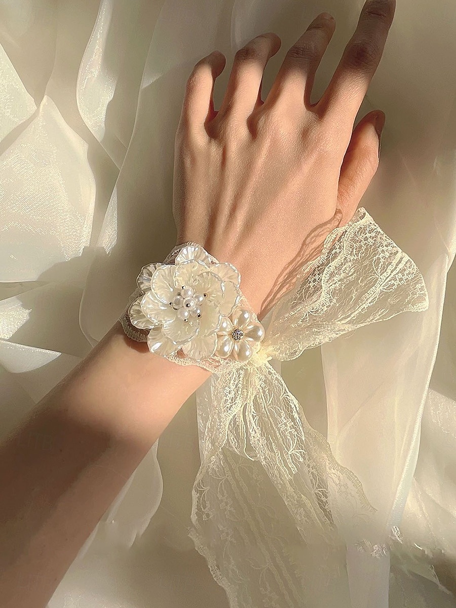 Bruiloft pols bloemen Pols Corsage Bruiloft / Evenement / Feest Stoffen Bloemenstijl 2025 - $3.49 -P2