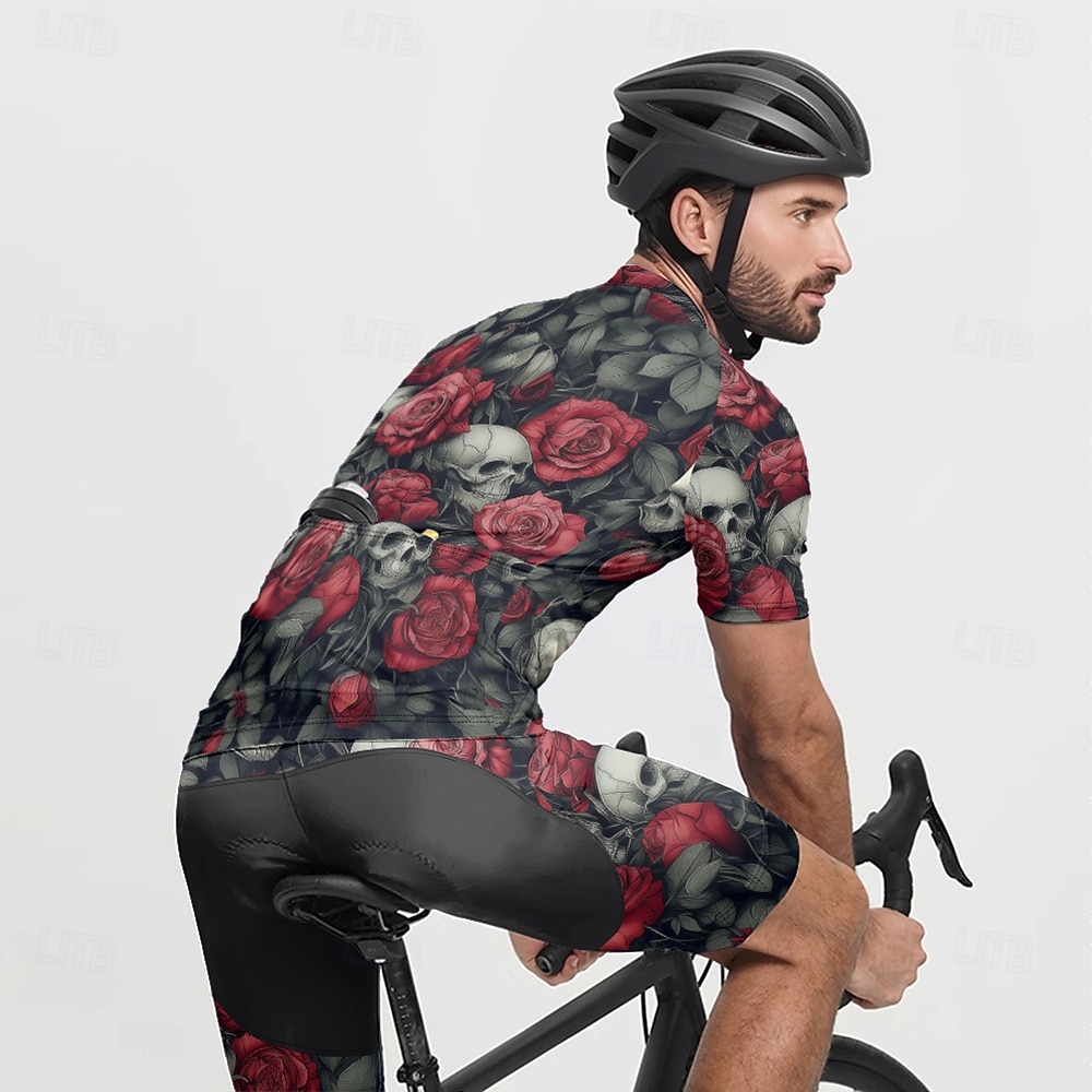 Homme Maillot de cyclisme Crâne Manche Courte Cyclisme T-shirt Maillot avec 3 poches arrière VTT Vélo tout terrain Séchage Rapide Design Anatomique Évacuation de l'Humidité Respirant Des sports Noir de 2025 ? $25.99 –P12