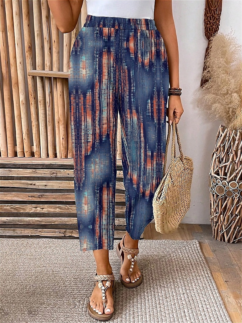 dámské eu / us velikost kalhoty capri kalhoty chino délka po lýtka přírodní grafika kostkovaný vzorovaný patchwork stylový potisk prodyšnost měkký outdoorový mikroelastický ležérní denní festival 2025 - $16.99 –P2
