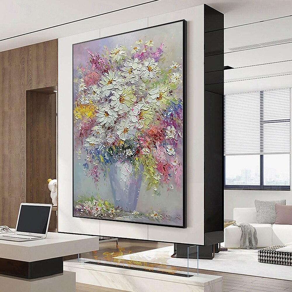 Mintura fait à la main abstrait texture fleurs peintures à l'huile sur toile art mural décoration moderne image pour la décoration intérieure roulé sans cadre peinture non étirée de 2025 ? $69.99 –P3