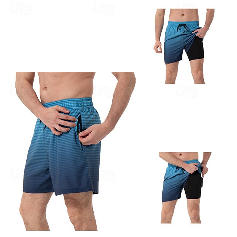 Men's Swim Trunks Swim Shorts Board Shorts Bottoms Drawstring 2 in 1 with Pockets Swimming Surfing Beach Water Sports Printed Summer Spring 2025 - $26.99 –P7