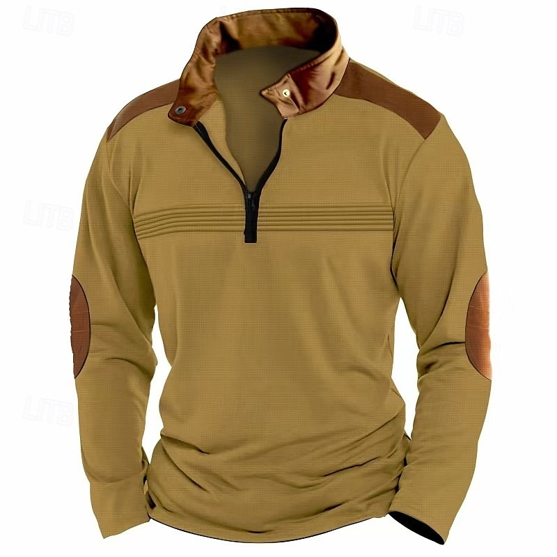 Miesten Quarter Zip Polo Golfpaita Päivittäin Pyhäpäivä Neljänneksen postinumero Pitkähihainen Muoti Moderni Väripalikka Tilkkutäkki Kevät Syksy Normaali Musta Valkoinen Vaaleanpunainen Rubiini 2025 - $22.99 –P5