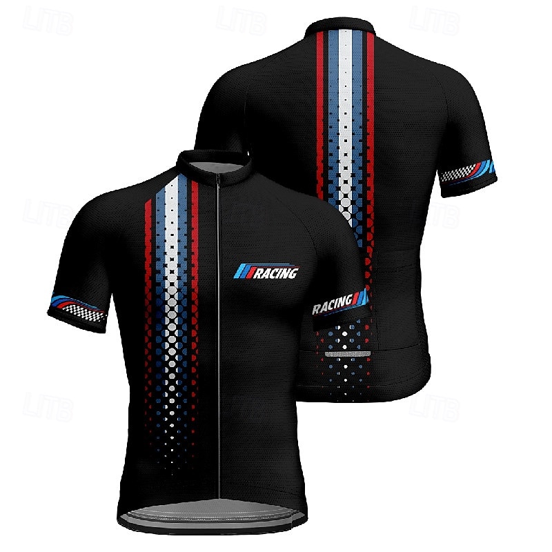 2025年 男性用 サイクリングジャージー 幾何学模様 文字&番号 半袖 バイク Tシャツ ジャージー 3つのリアポケット付き マウンテンサイクリング 速乾性 人間工学デザイン ウィッキング 高通気性 スポーツ フォレストグリーン ブラック イエロー 衣類  コレクション – $28.99 –P9